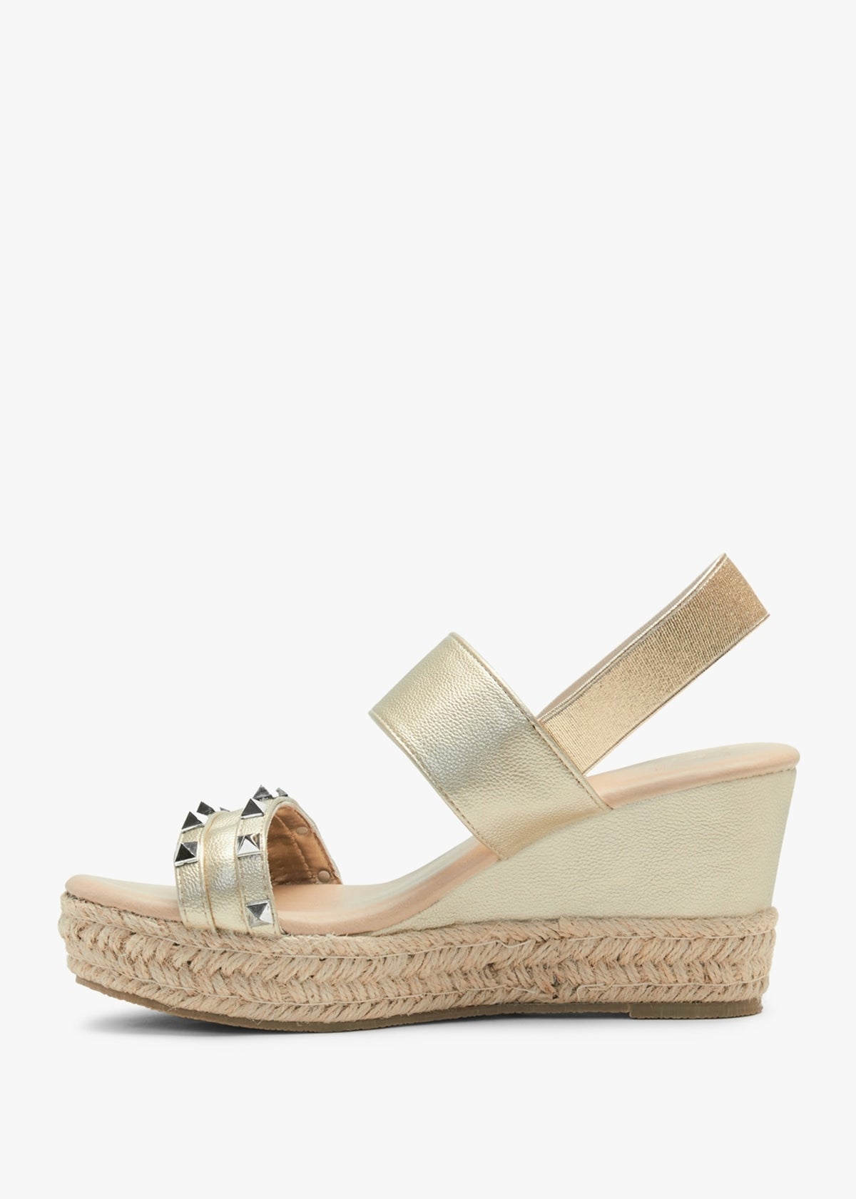 Cubedge Gold Studded Wedge Sandals