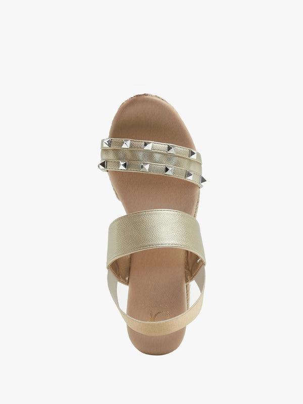 Cubedge Gold Studded Wedge Sandals