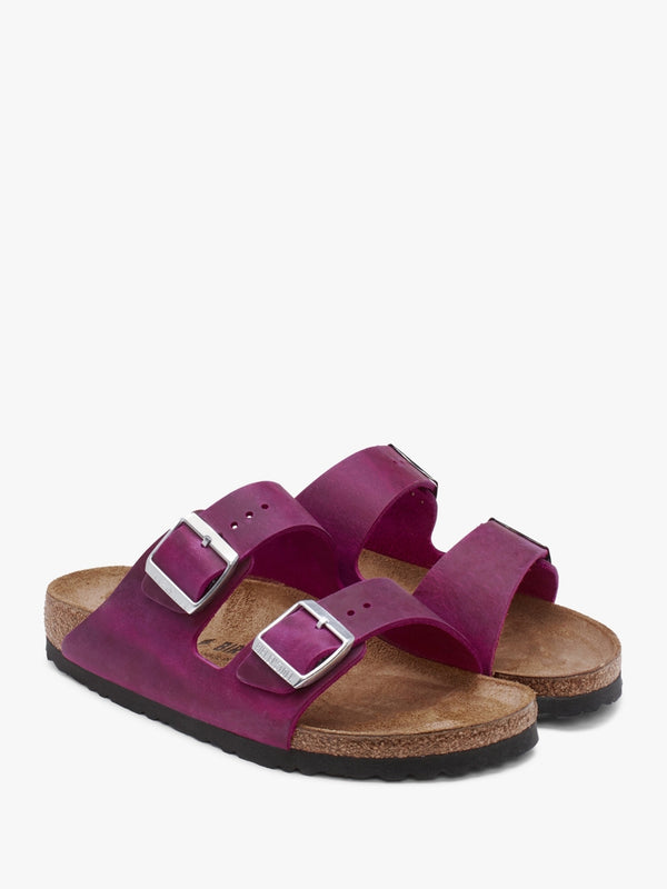 Arizona Festival Fuchsia Natural Oiled Leather Two Bar Mules