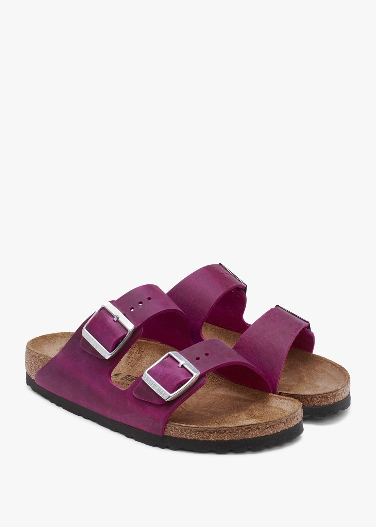 Arizona Festival Fuchsia Natural Oiled Leather Two Bar Mules