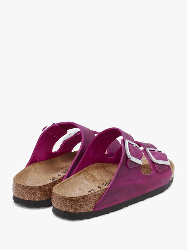 Arizona Festival Fuchsia Natural Oiled Leather Two Bar Mules
