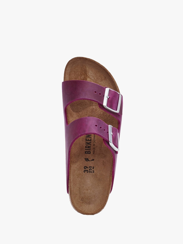 Arizona Festival Fuchsia Natural Oiled Leather Two Bar Mules