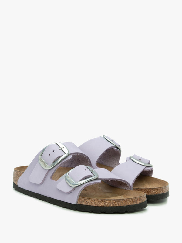 Arizona Big Buckle Purple Fog Nubuck Leather Two Bar Mules