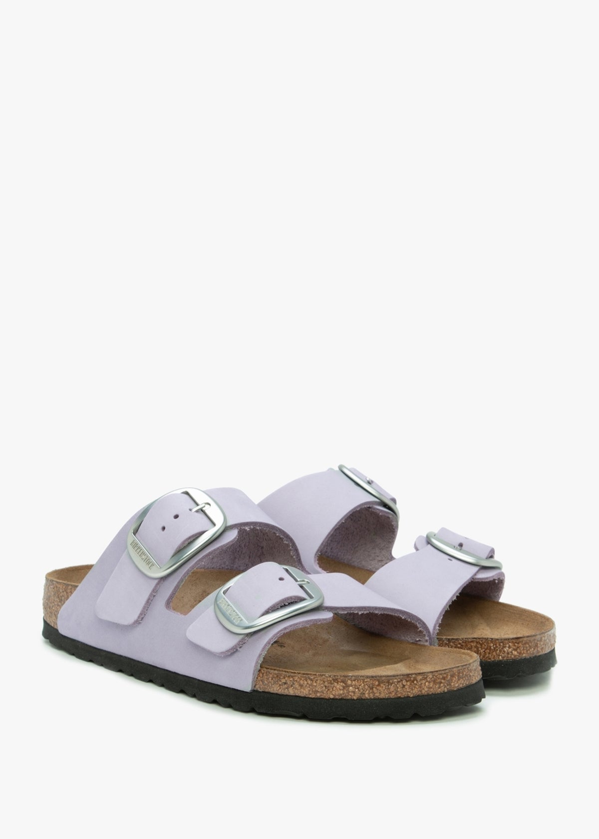Arizona Big Buckle Purple Fog Nubuck Leather Two Bar Mules