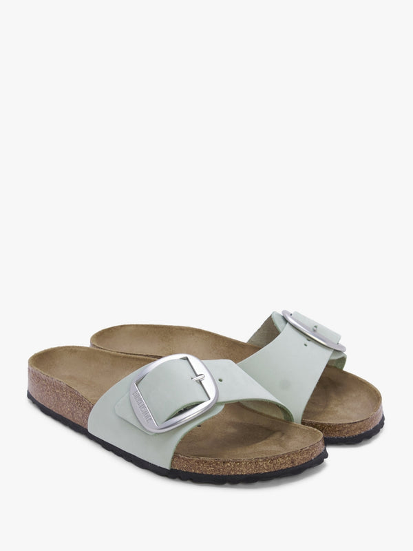 Madrid Big Buckle Matcha Leather Mules