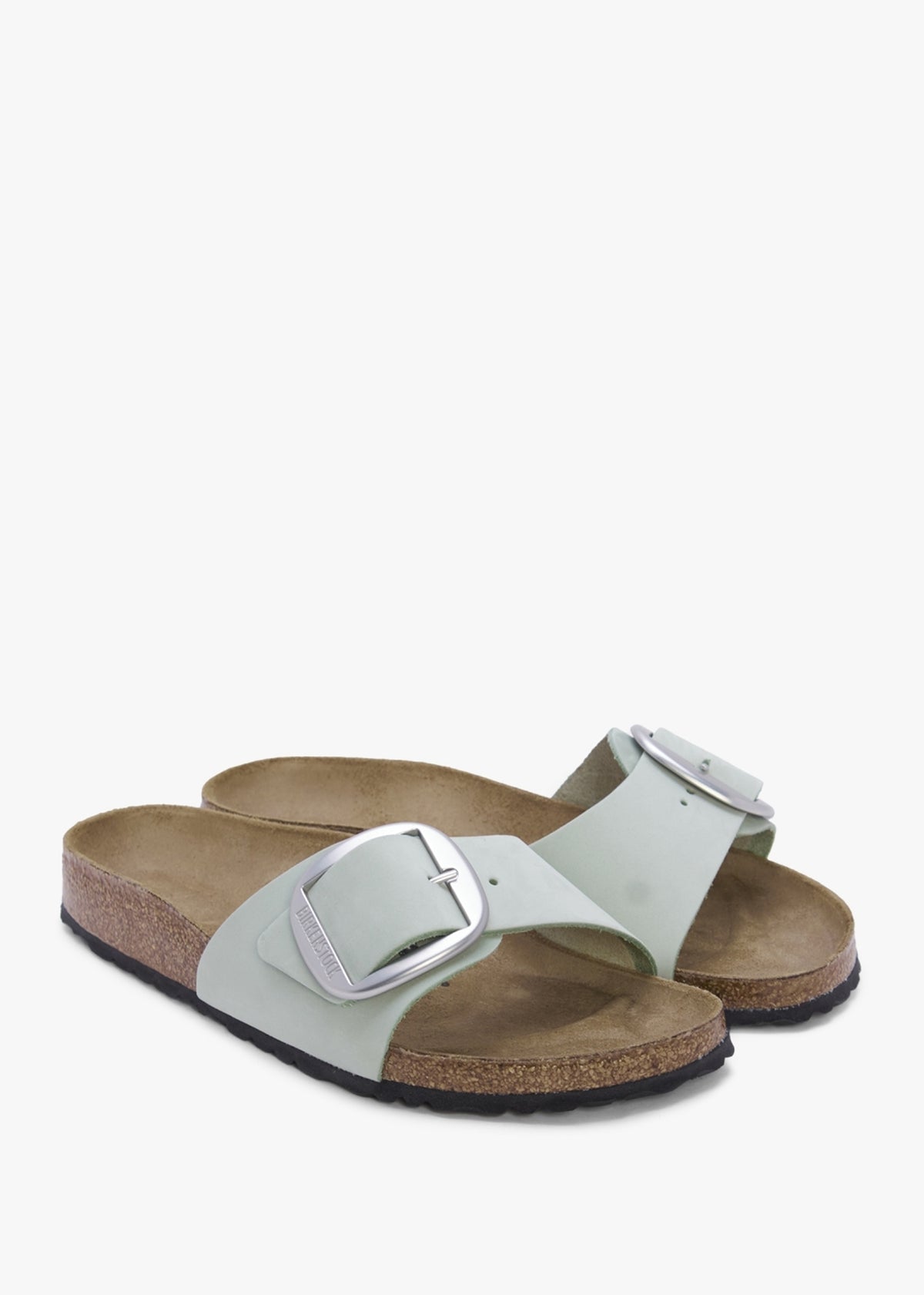 Madrid Big Buckle Matcha Leather Mules