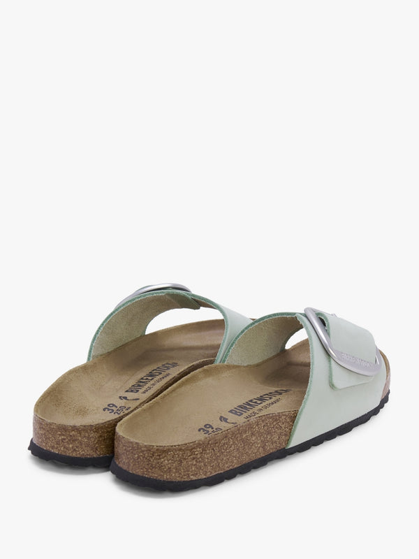 Madrid Big Buckle Matcha Leather Mules
