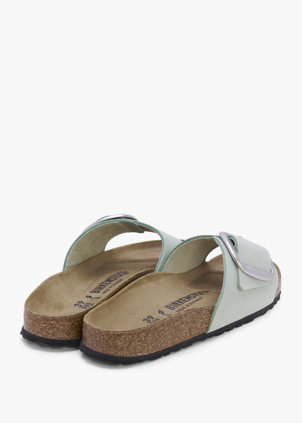 Madrid Big Buckle Matcha Leather Mules