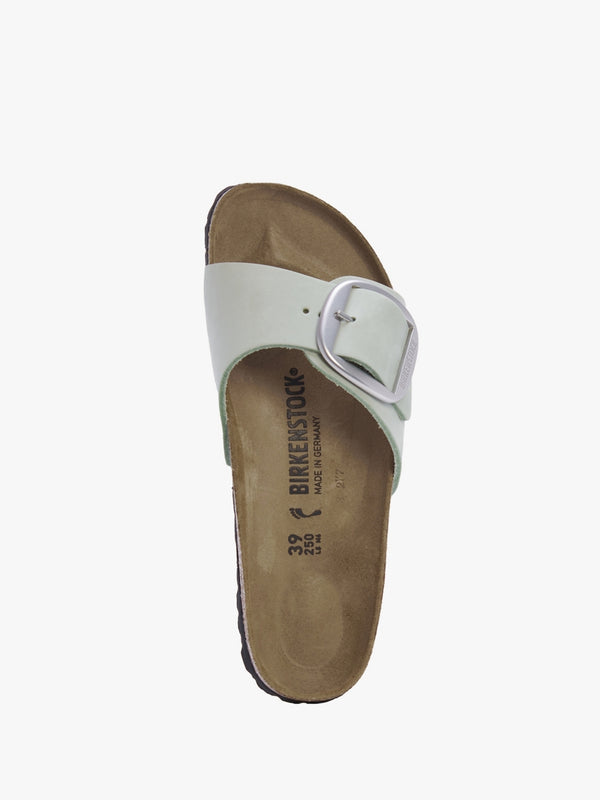 Madrid Big Buckle Matcha Leather Mules