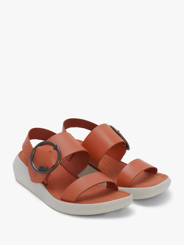 Bani Coral Leather Big Buckle Sandals
