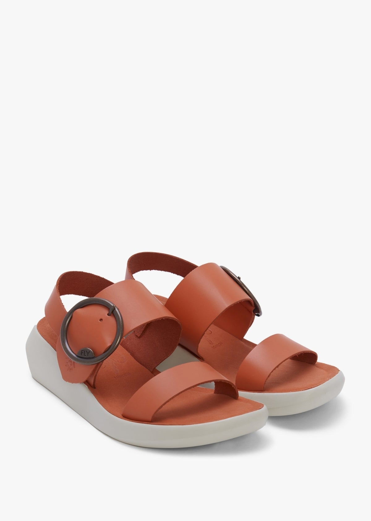 Bani Coral Leather Big Buckle Sandals