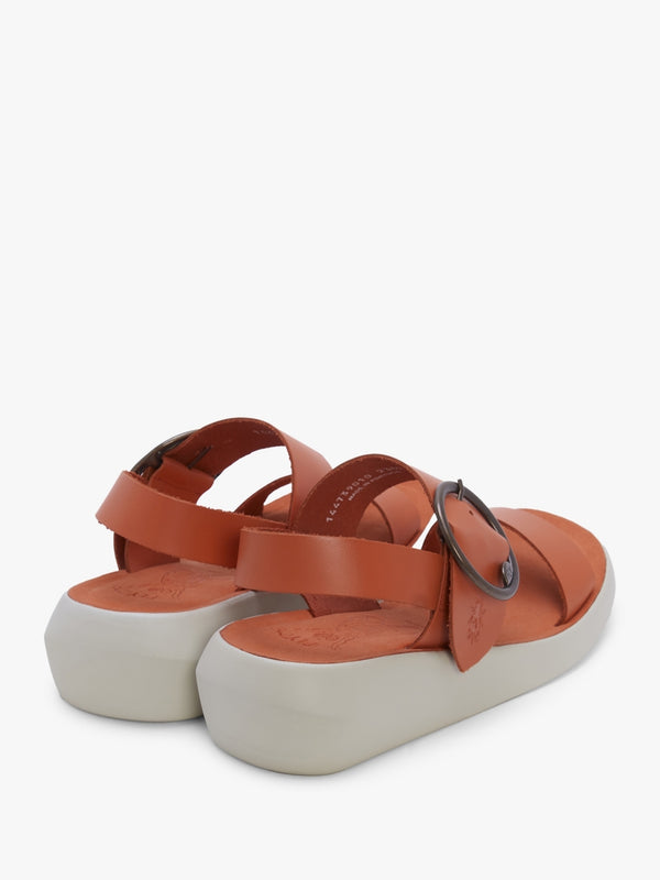 Bani Coral Leather Big Buckle Sandals