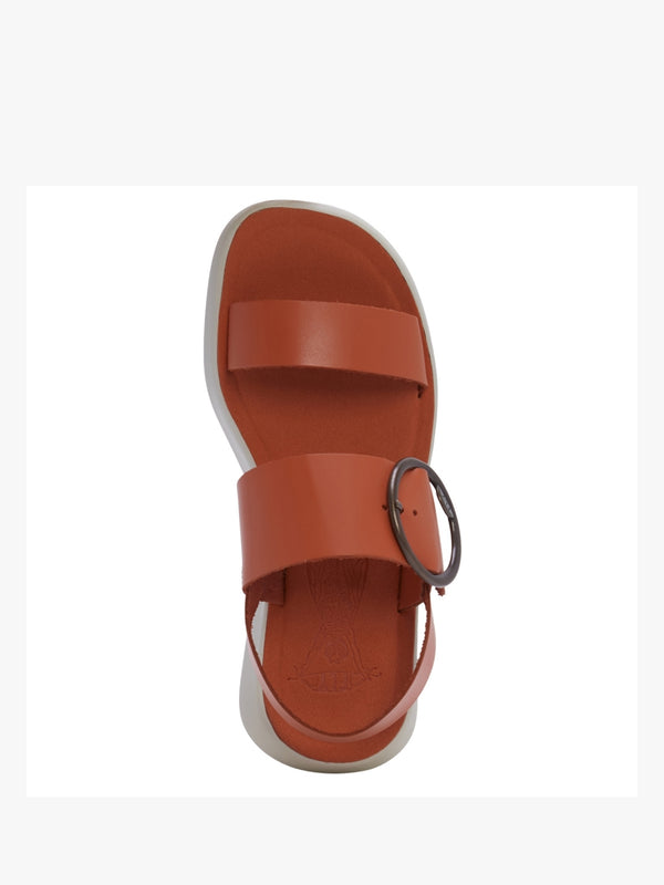 Bani Coral Leather Big Buckle Sandals