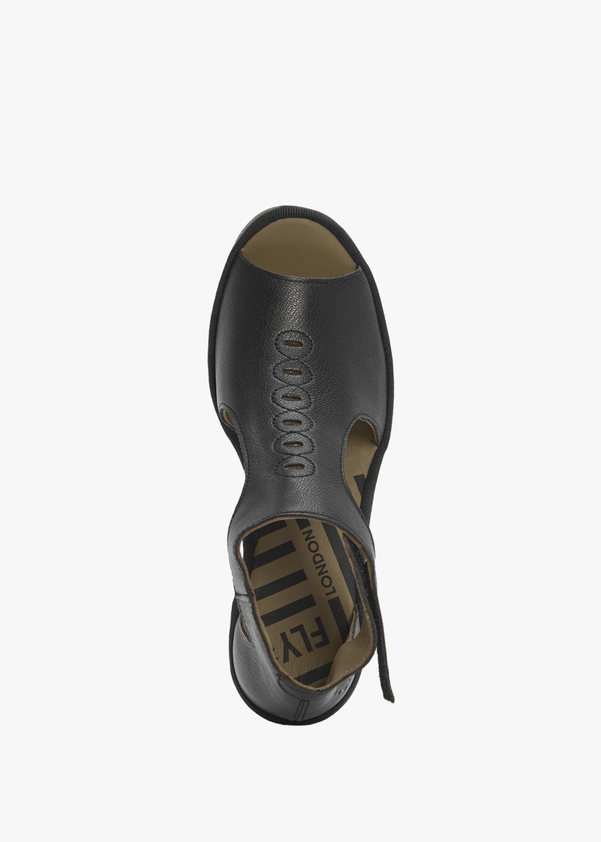 Bezo Black Leather Wedge Sandals