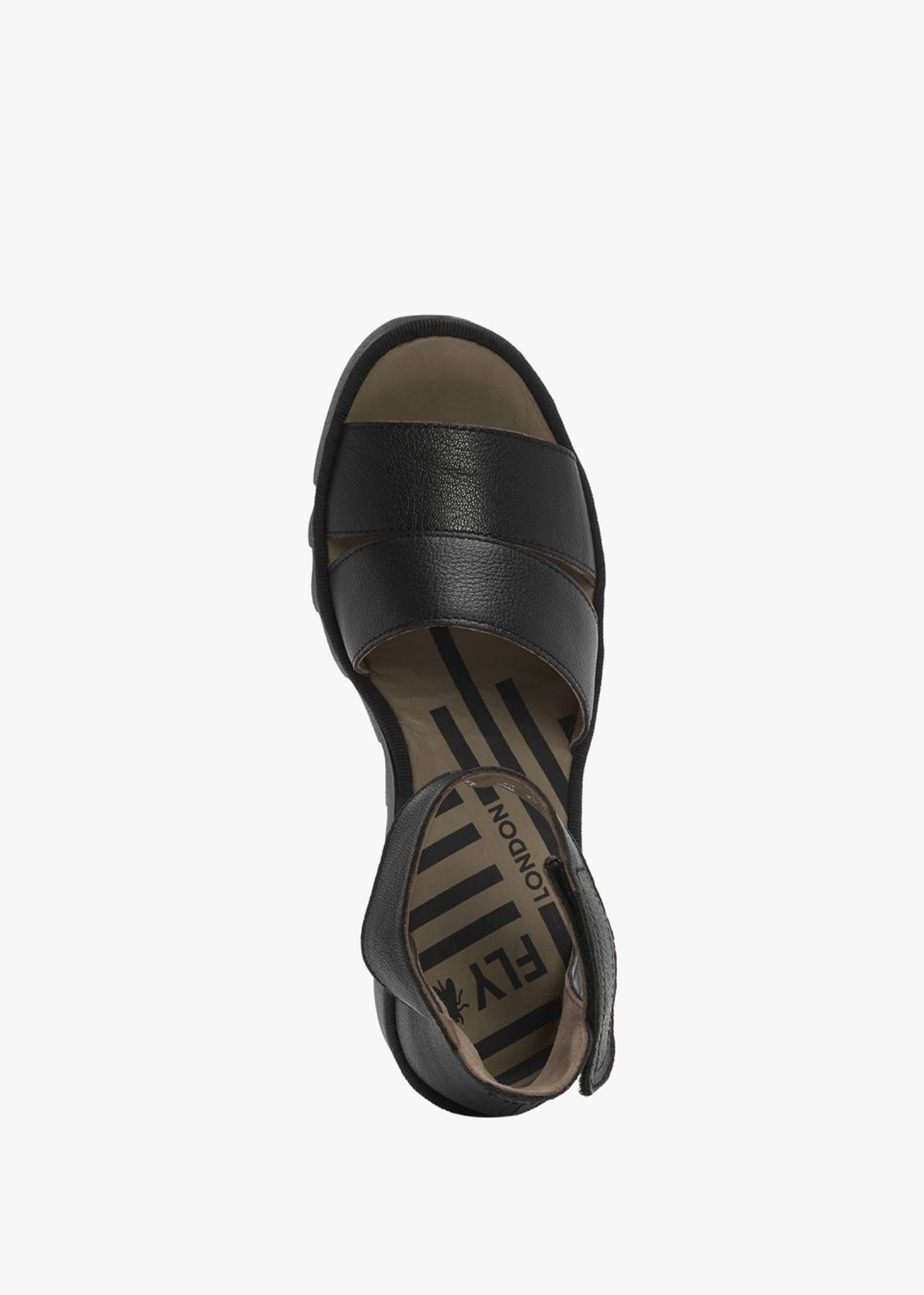 Bono Black Tumbled Leather Low Wedge Sandals
