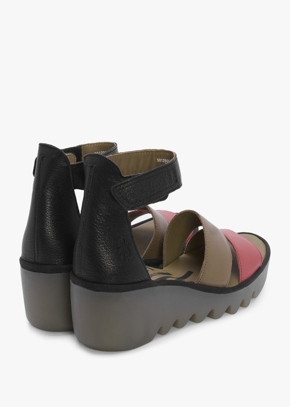 Bono Raspberry Ground Black Tumbled Leather Low Wedge Sandals
