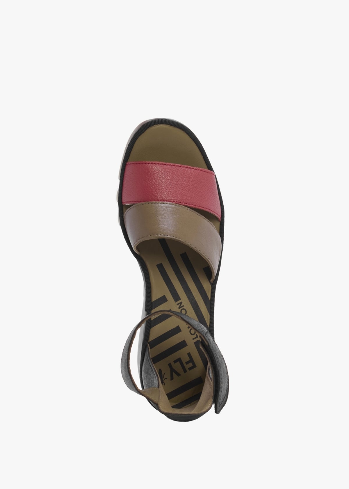 Bono Raspberry Ground Black Tumbled Leather Low Wedge Sandals