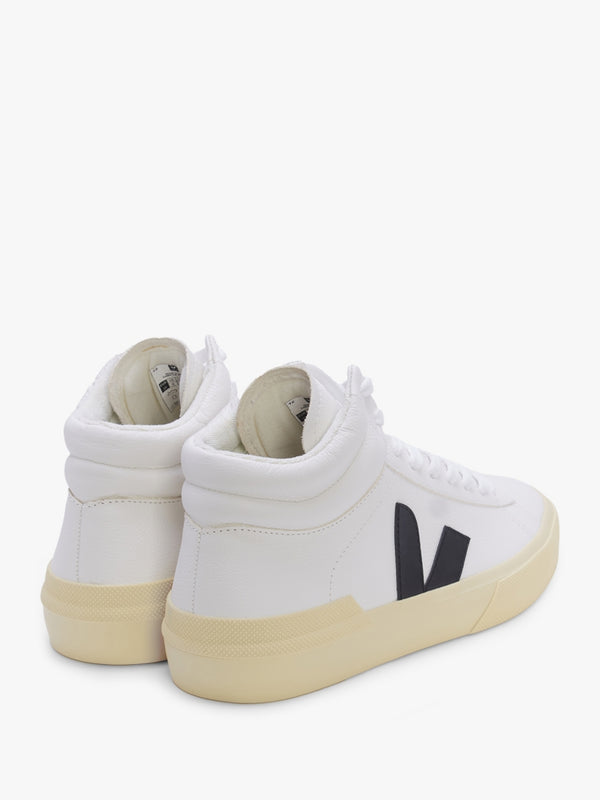 Minotaur Chromefree Leather Extra White Black Butter High Top Trainers