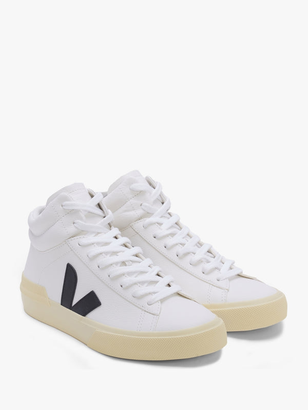 Minotaur Chromefree Leather Extra White Black Butter High Top Trainers