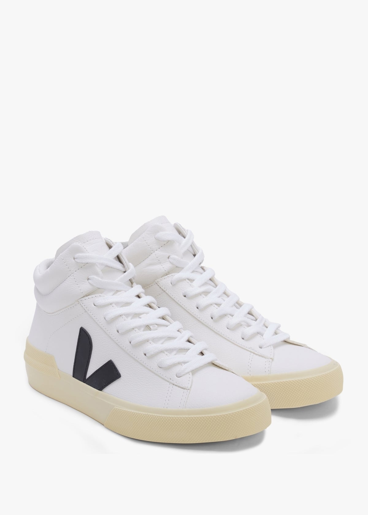 Minotaur Chromefree Leather Extra White Black Butter High Top Trainers