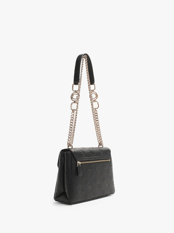 Galeria Black Embossed Logo Cross-Body Bag