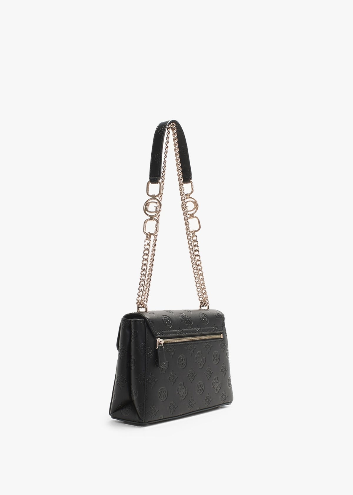 Galeria Black Embossed Logo Cross-Body Bag