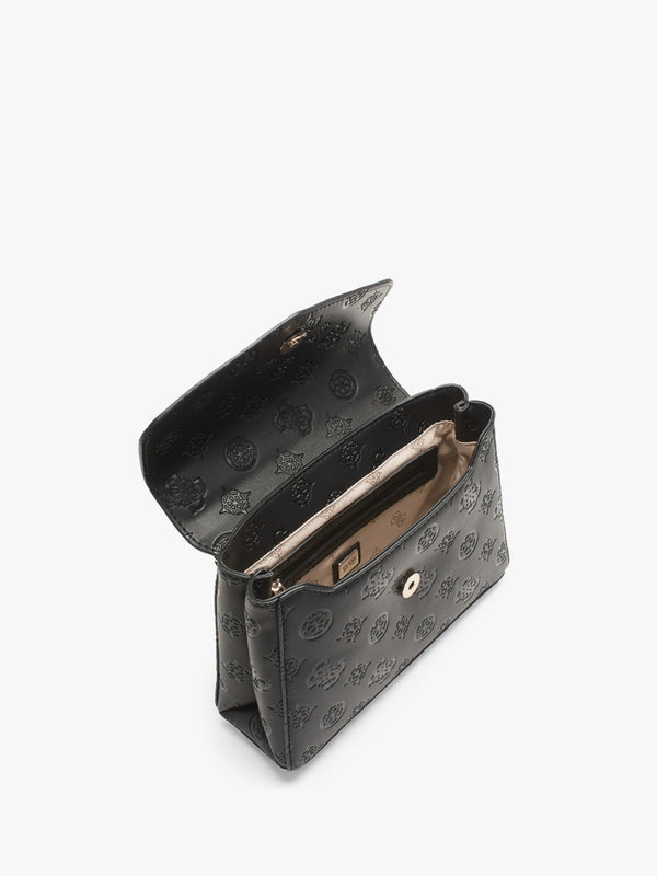 Galeria Black Embossed Logo Cross-Body Bag