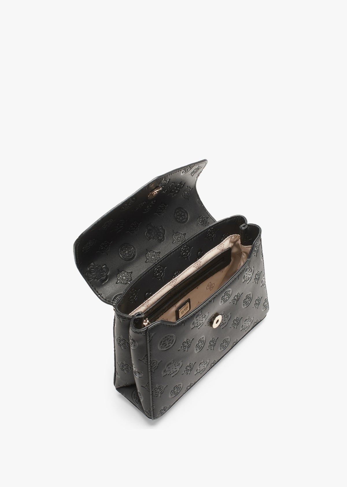 Galeria Black Embossed Logo Cross-Body Bag