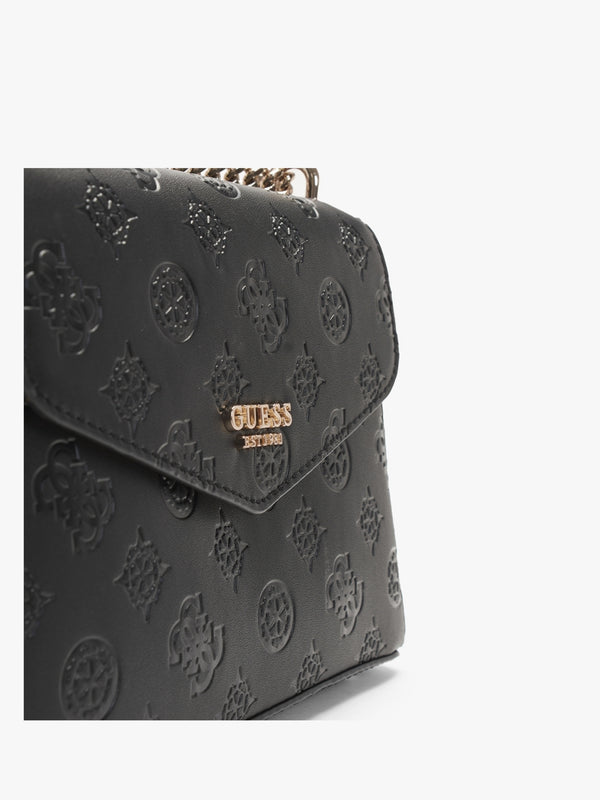Galeria Black Embossed Logo Cross-Body Bag