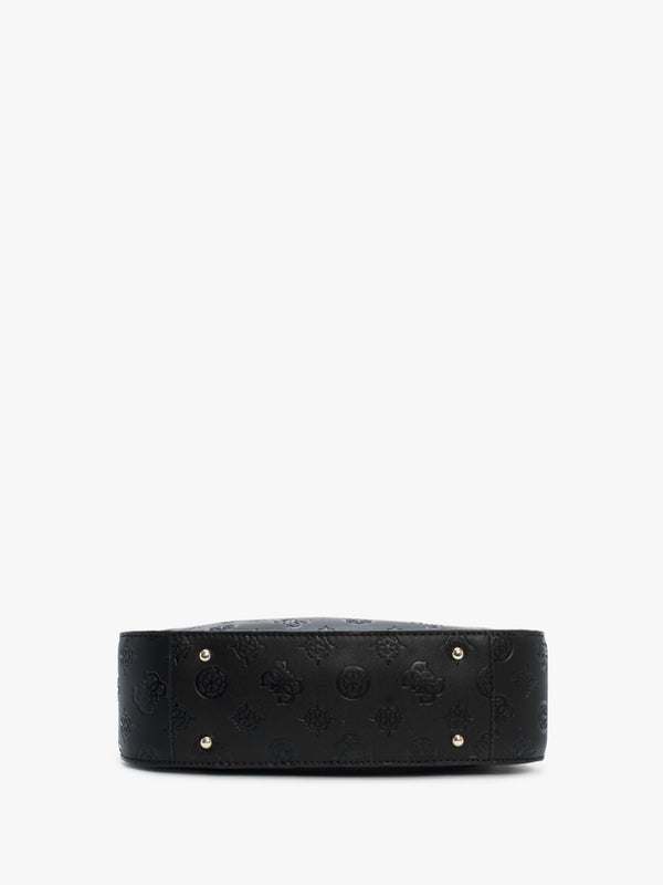 Galeria Black Embossed Logo Hobo Bag
