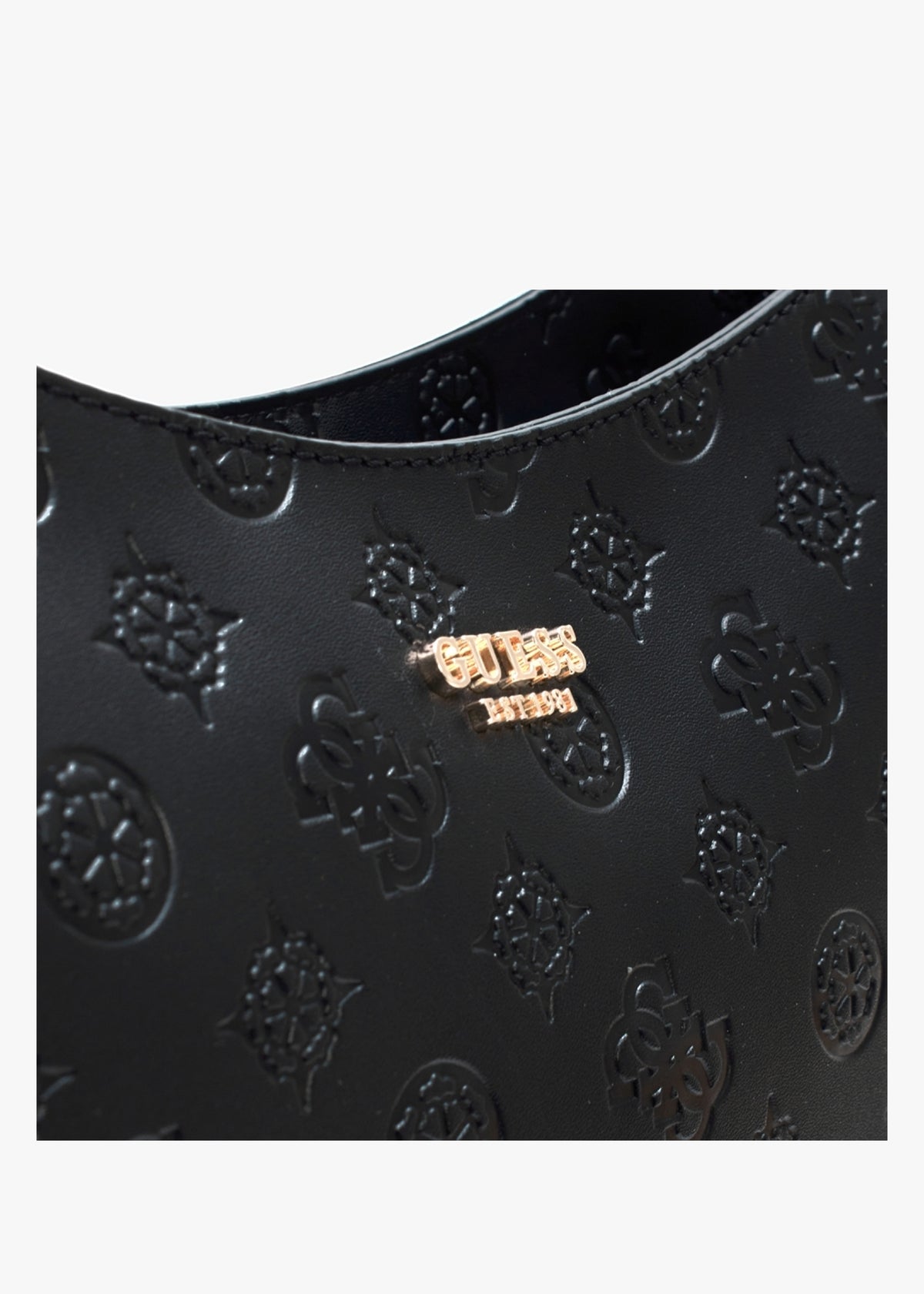 Galeria Black Embossed Logo Hobo Bag