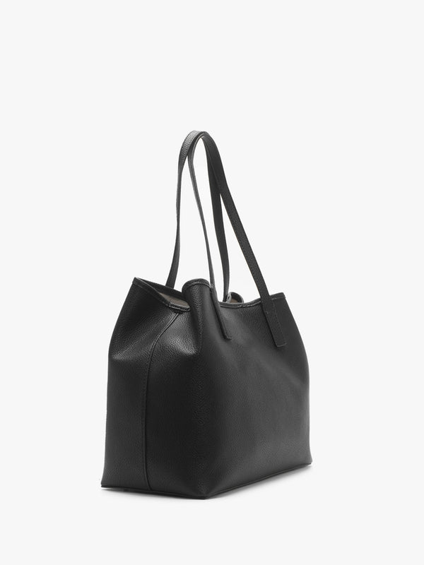 Vikky Black Pebbled Slouchy Tote Bag