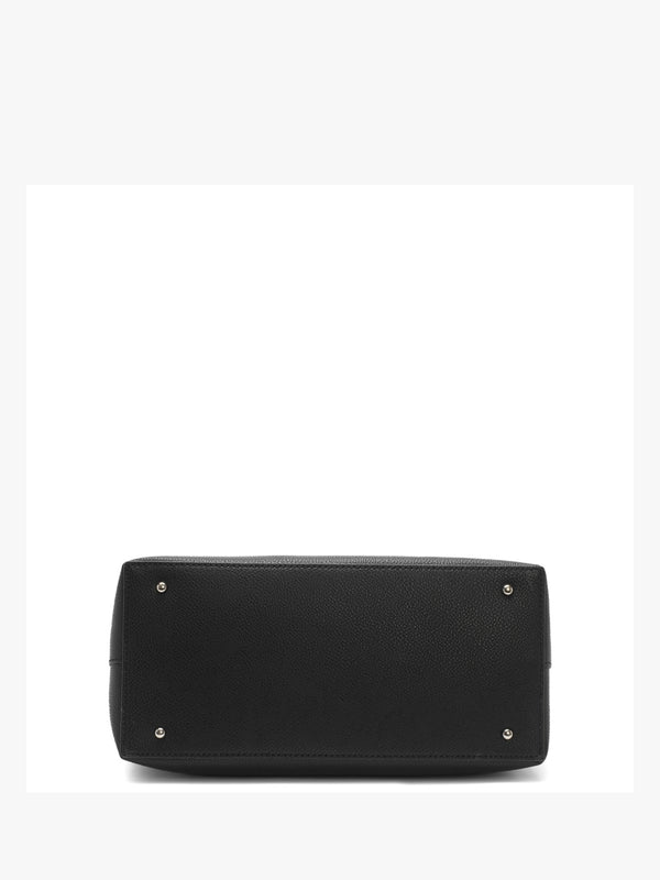 Vikky Black Pebbled Slouchy Tote Bag