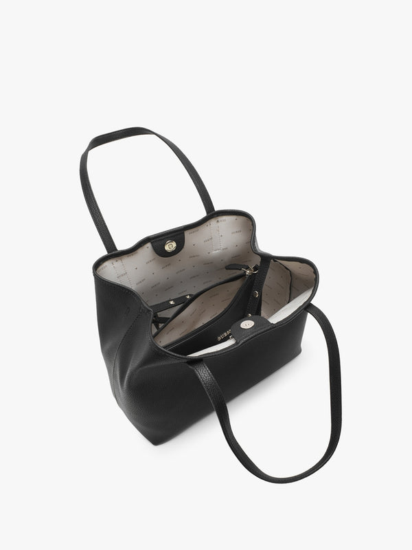 Vikky Black Pebbled Slouchy Tote Bag