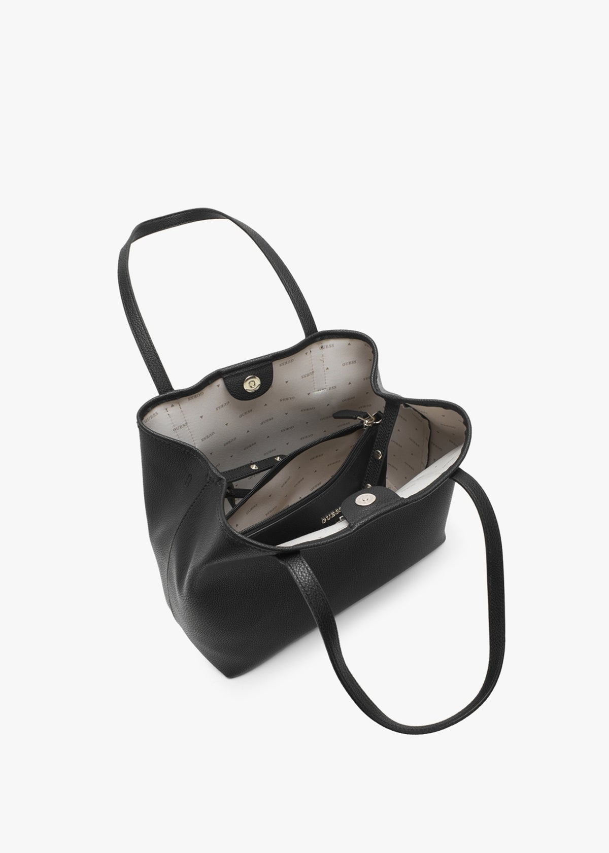 Vikky Black Pebbled Slouchy Tote Bag