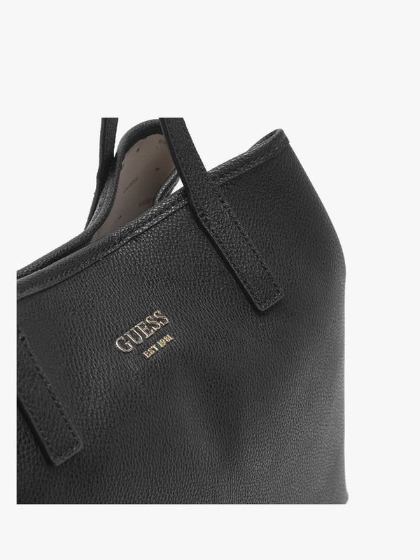 Vikky Black Pebbled Slouchy Tote Bag