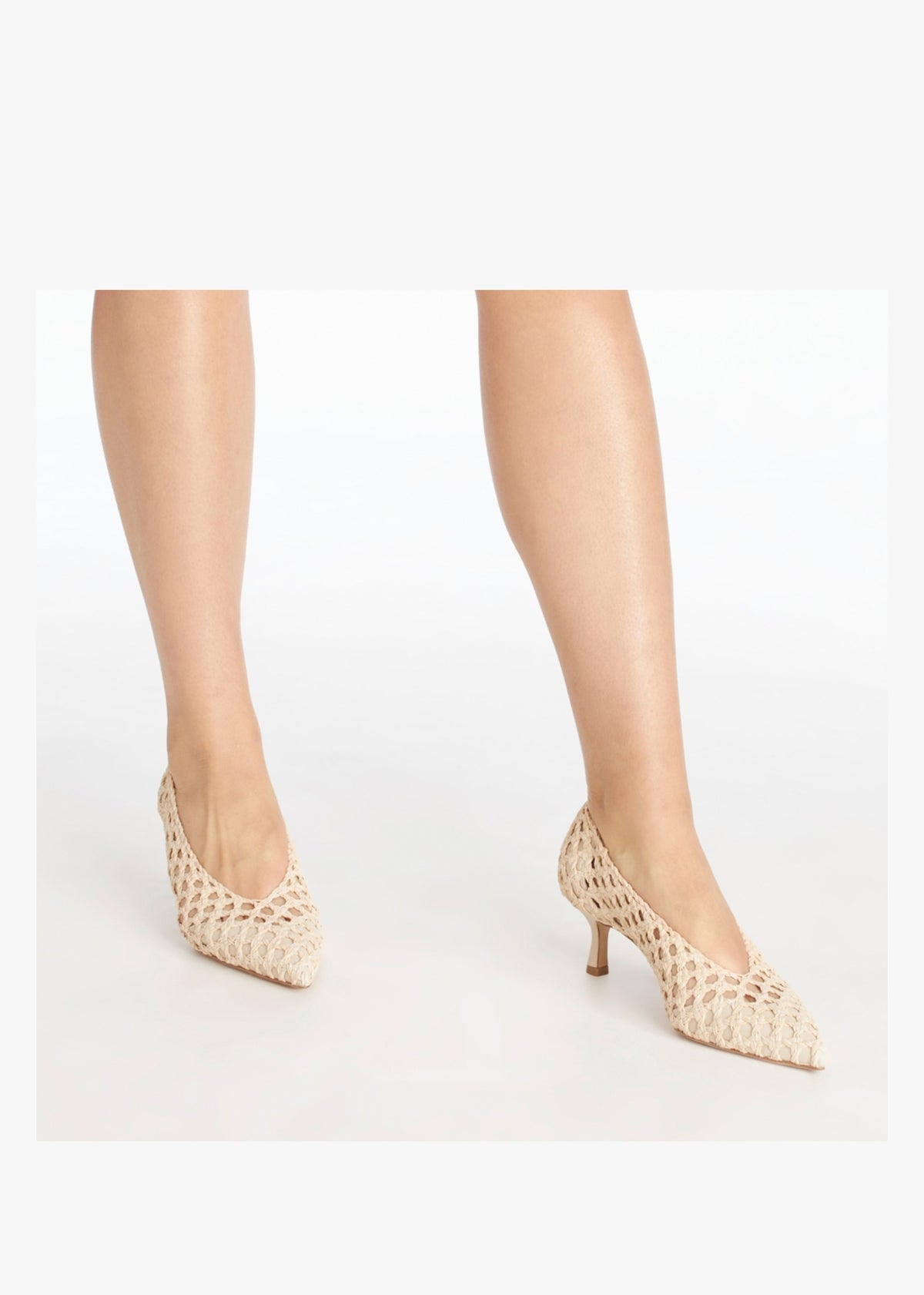 Nokit Beige Leather Woven Court Shoes