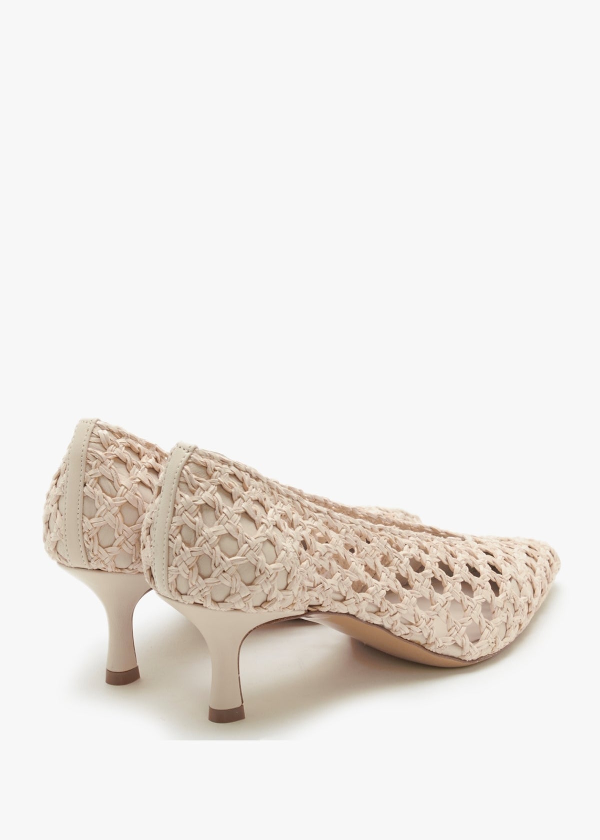 Nokit Beige Leather Woven Court Shoes