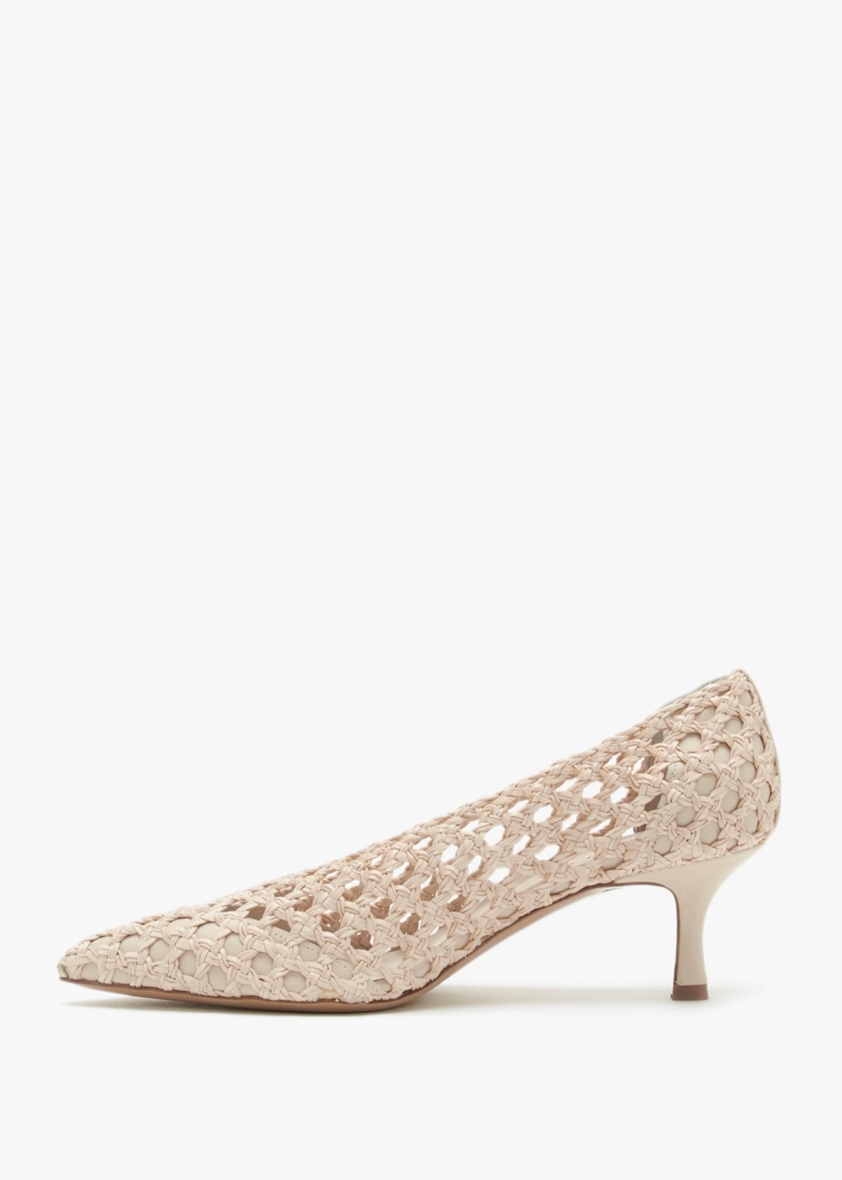 Nokit Beige Leather Woven Court Shoes