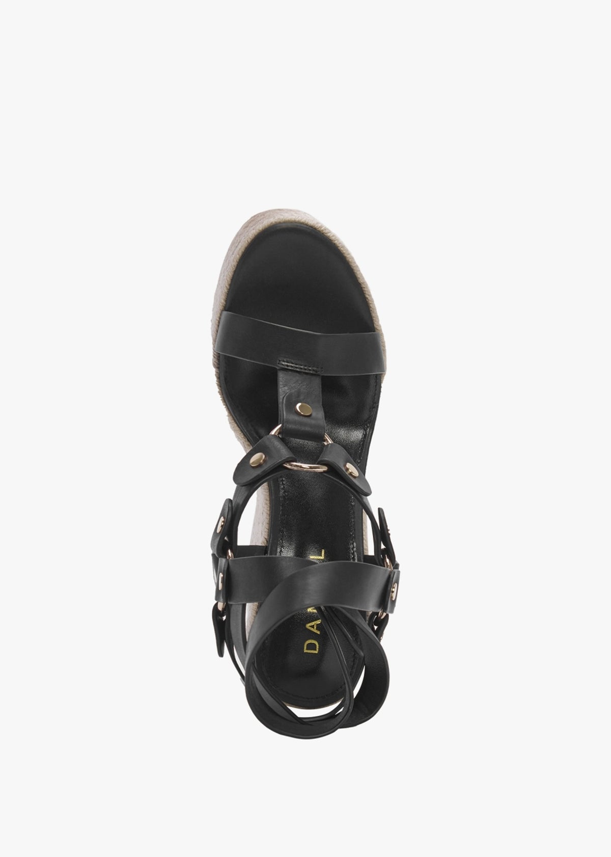 Serenity Black Leather Ankle Tie Wedge Espadrilles