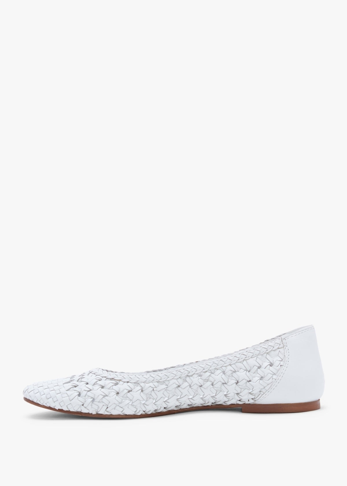 Sojane White Leather Woven Ballerina Pumps