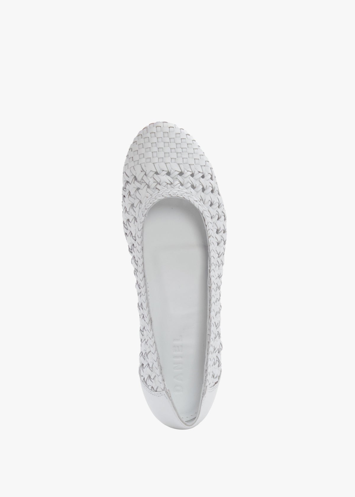 Sojane White Leather Woven Ballerina Pumps