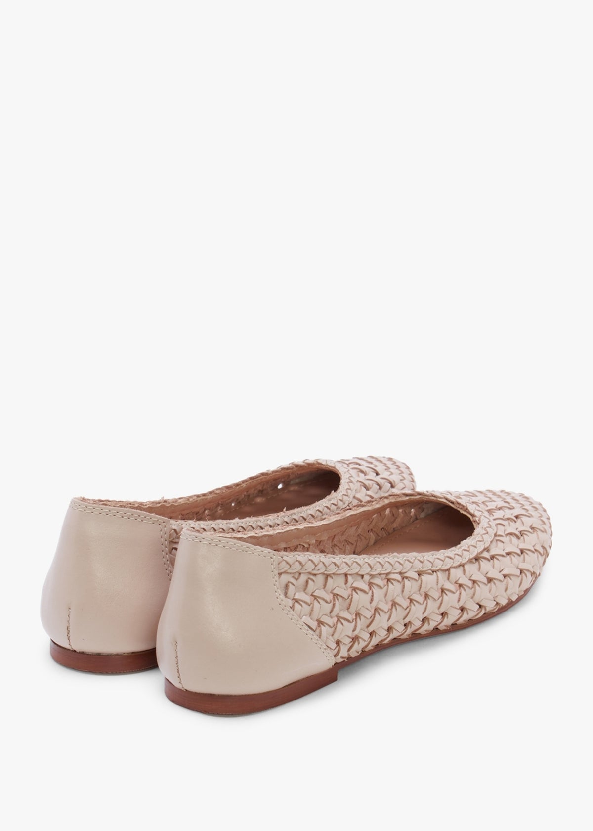 Sojane Beige Leather Woven Toe Cap Ballerina Pumps