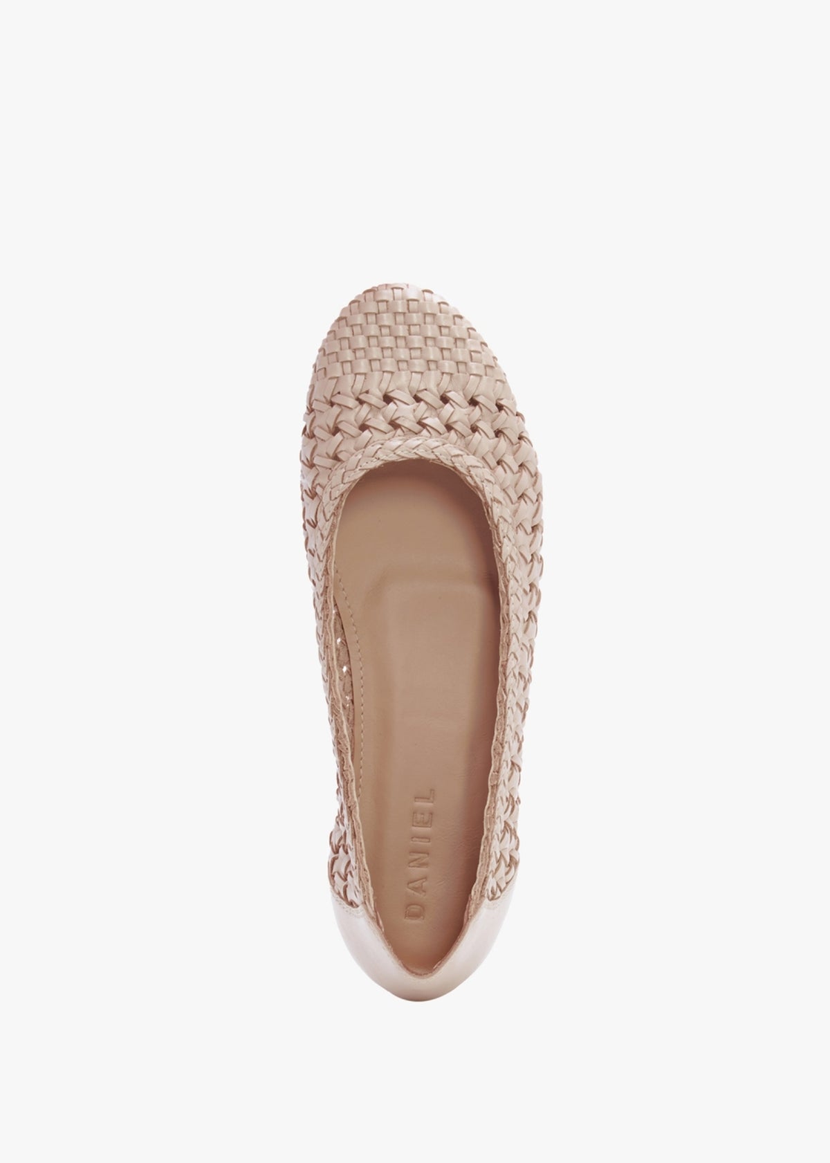 Sojane Beige Leather Woven Toe Cap Ballerina Pumps
