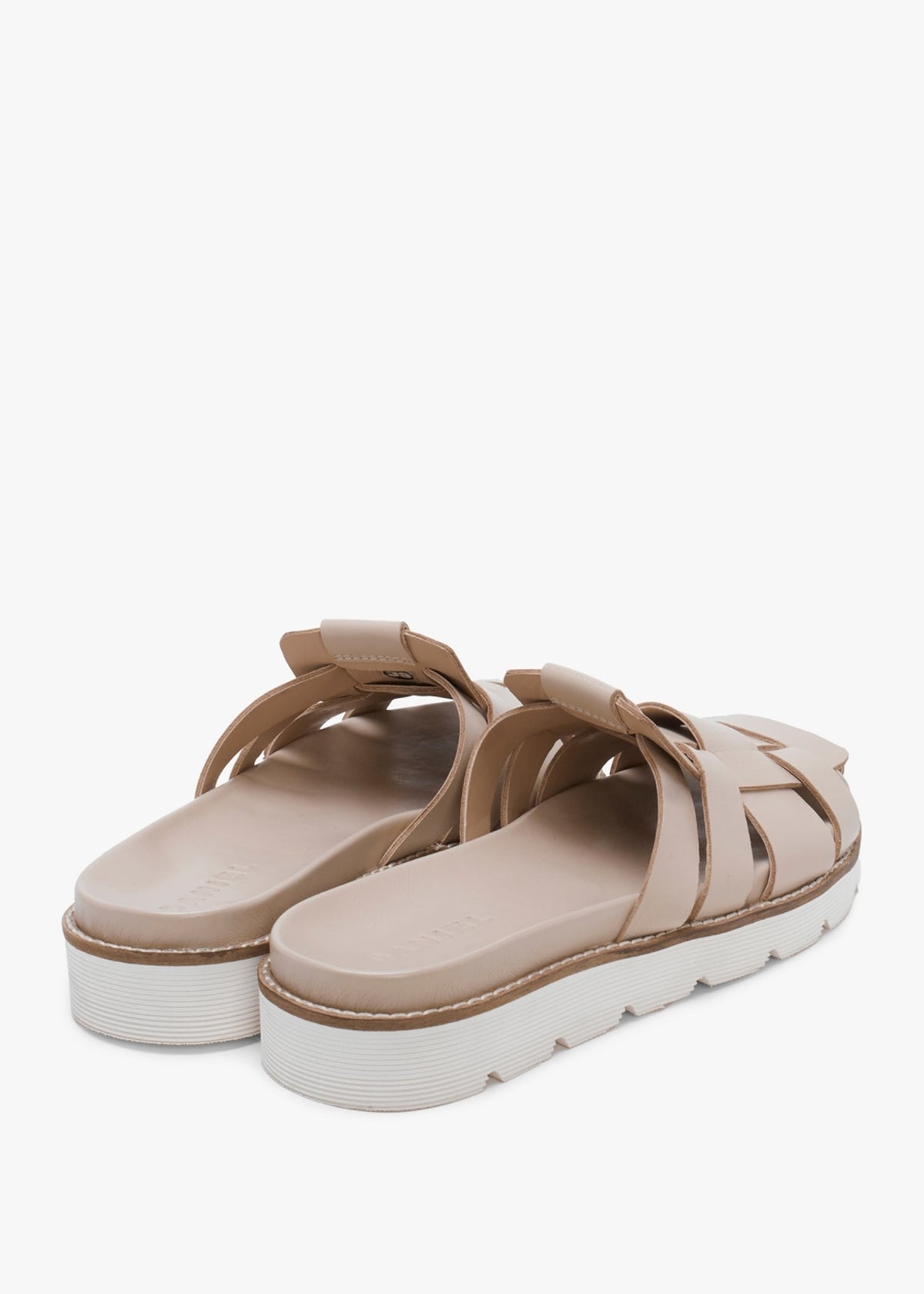 Solattie Beige Leather Lattice Closed Toe Mules