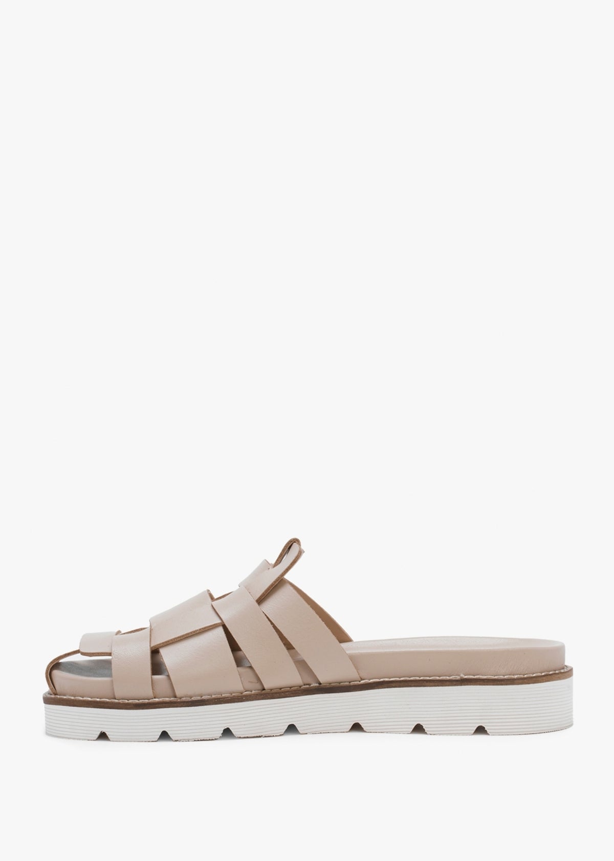 Solattie Beige Leather Lattice Closed Toe Mules