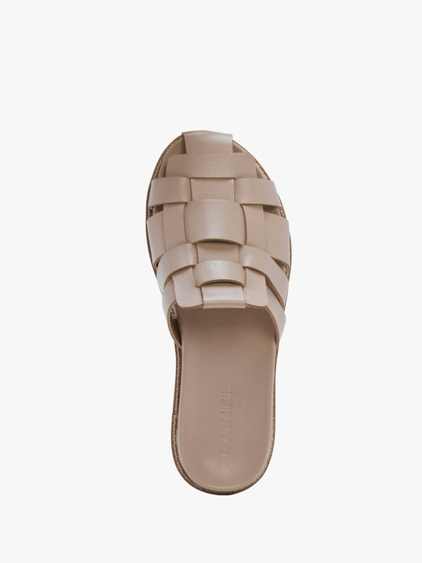 Solattie Beige Leather Lattice Closed Toe Mules