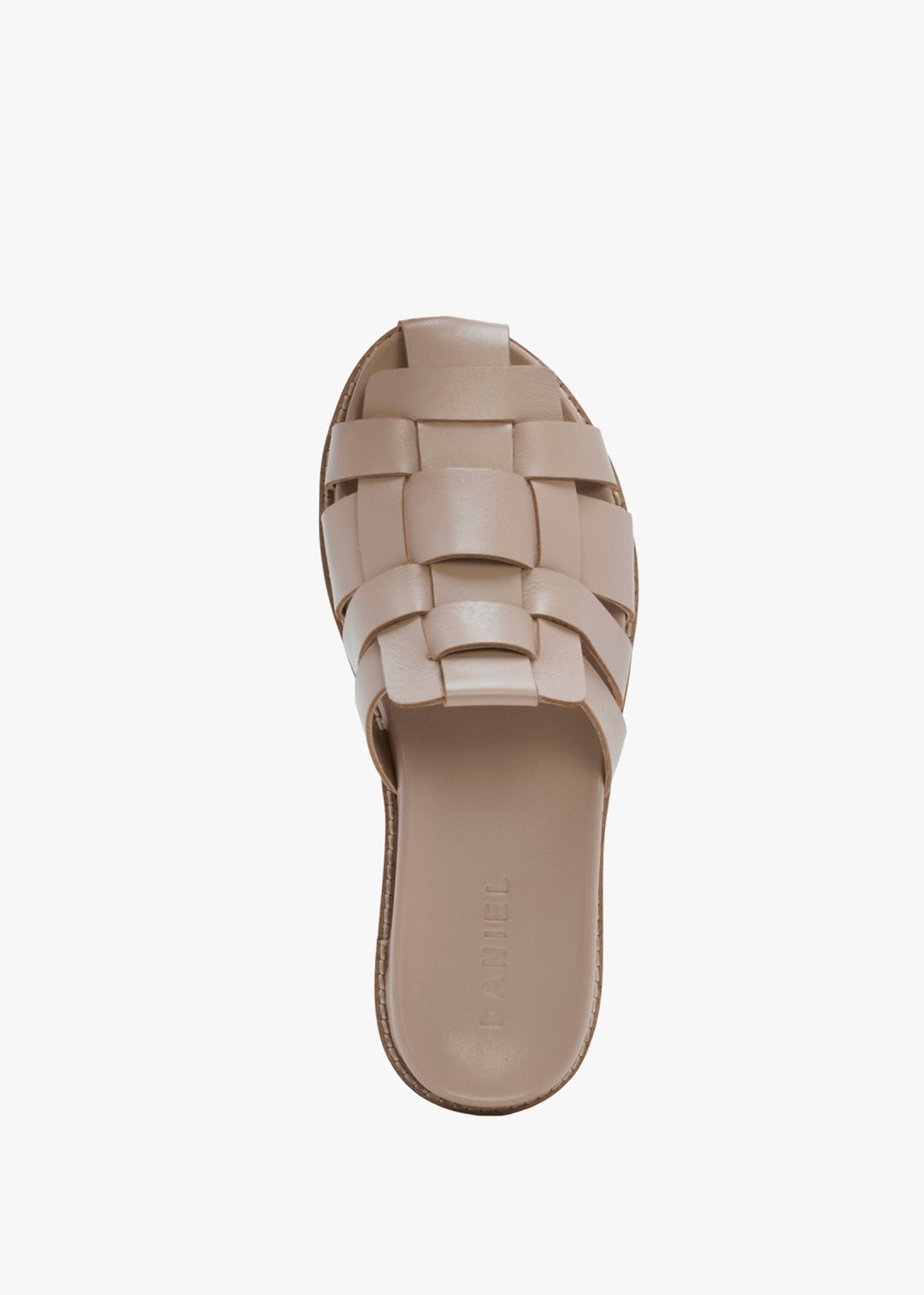 Solattie Beige Leather Lattice Closed Toe Mules