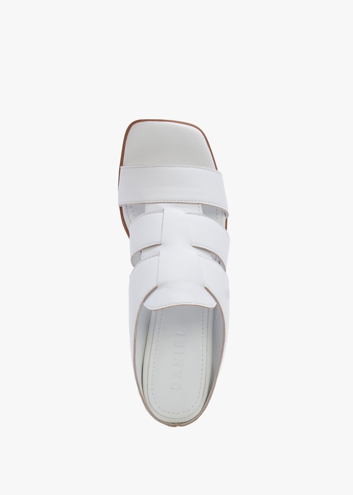 Somaria White Leather Lattice Block Heel Mules