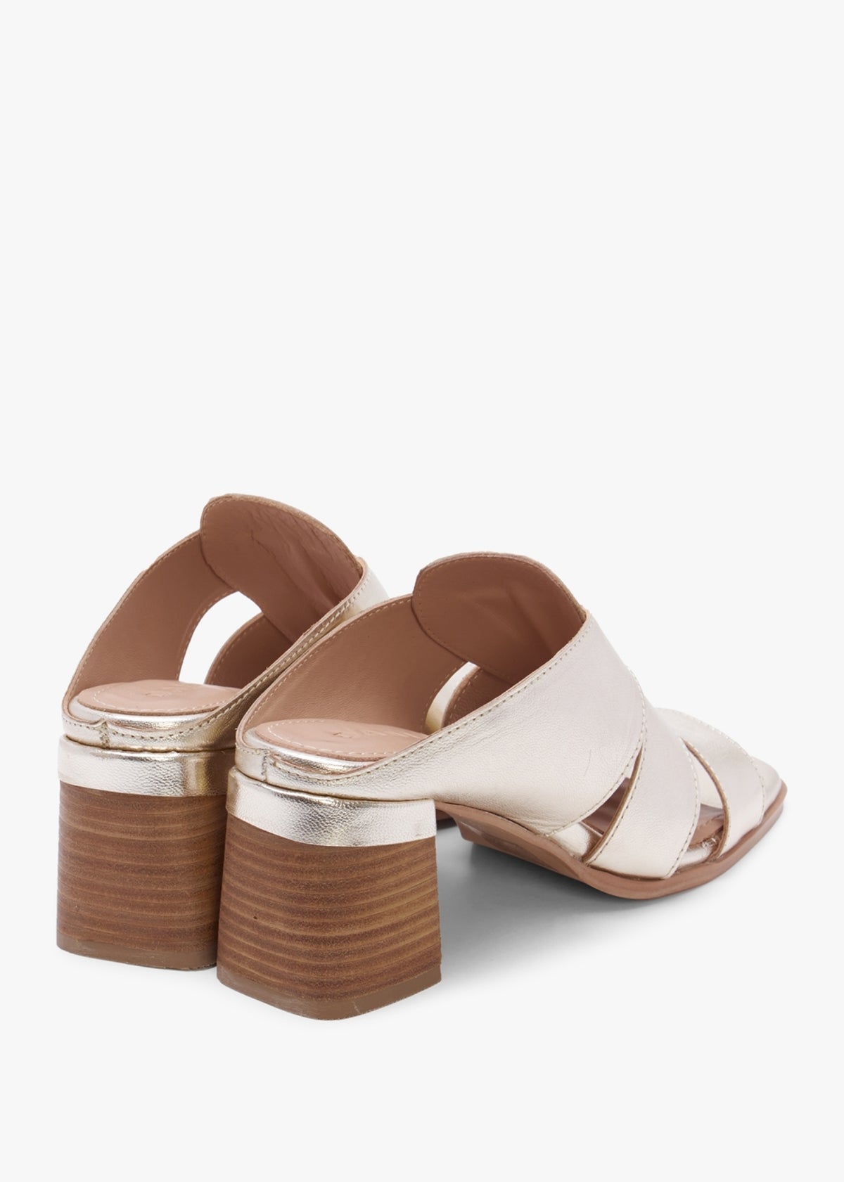 Somaria Gold Leather Lattice Block Heel Mules